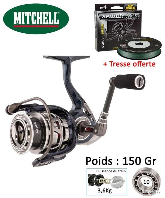 Moulinet Leurre / Spinning Mitchell MX9 25 FD + Tresse Spiderwire verte 150m offerte Moulinet Leurre / Spinning Mitchell MX9 25 FD + Tresse Spiderwire Verte 150m Offerte -Magasin Mitchell 00001 Moulinet Leurre Spinning Mitchell MX9 25 FD Tresse Spiderwire verte 150m offerte